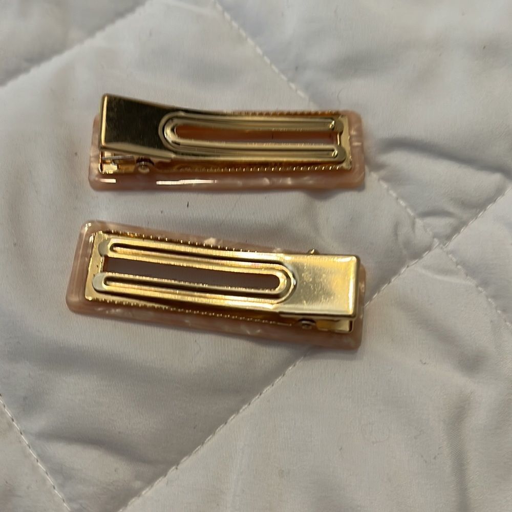 Pink Swirl Rectangular Hair Clips new - Picture 2 of 2